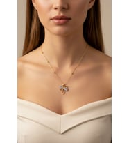 Altın Renk Damla Fiyonk Model Top Zincir Çelik Kolye - 3695