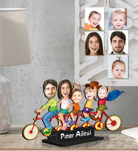 Kişiye Özel 2 Boyutlu Aile  Ahşap Biblo-3