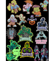 Zombie Sticker Set-1 11 Parça Telefon, Tablet, Defter, Laptop Sticker