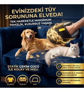 Evcil Hayvan Tüy Temizleme Eldiveni, Statik Mikro Tüy Toplayıcı Kedi Köpek Tüyü için Koltuk, Halı ve Kıyafet Temizleme Eldiveni (5343)