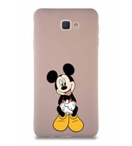 Samsung Galaxy J7 Prime Soft Premier Kapak Mickey Mouse-A Tasarımlı Silikon Kılıf - Pudra (Şeffaf)