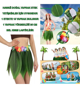 Tropikal Esintili Hawaii Yapraklı Parti Eteği Yetişkin Boy