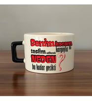 Benim Kocam Kargoyla Mı Teslim Edilecek Baskılı Siyah Kulplu C Fincan
