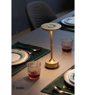 Şarjlı Alüminyum Masa Lambası, 3 Renk, 29 cm, LED, Type-C, 8 Saat Kullanım (Krem)