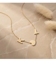Kişiye Özel 925 Ayar Gümüş Çift Harf Kalp Kolye (Gold)