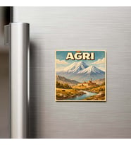 Ağrı Şehri - Pop-Art Travel - 9x9 cm Buzdolap Magneti