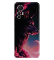 Xiaomi 12 Lite Kılıf Resimli Desenli Baskılı Silikon Wolf and Moon 1380