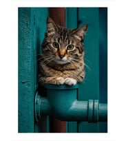 Boruda Oturan Sevimli Kedi Model Mdf tablo