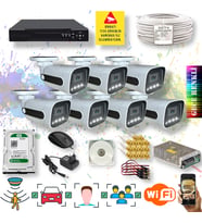 Qromax 7 Kameralı Set - Yapay Zeka Özellikli Gece Renkli Gösteren 5MP SONY Lensli 4 Ultra Warm Ledli FULLHD Güvenlik Kamerası Seti 784W-118