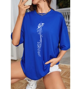 Unisex Butterfly Song Baskılı T-shirt (Mavi)