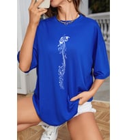 Unisex Butterfly Song Baskılı T-shirt (Mavi)