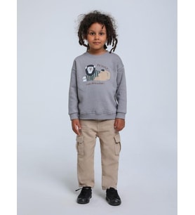 Erkek Bebek Aslan Figürlü Sweatshirt
