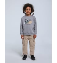 Erkek Bebek Aslan Figürlü Sweatshirt (Gri)