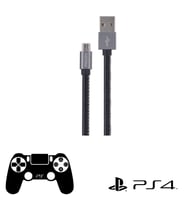 Philips Playstation 4 İle Uyumlu Joystick Şarj Kablosu 3A 60W UsbA to Micro Deri Kaplama Hızlı Şarj Kablosu DLC2518B/97 (Siyah)