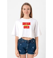 Dream Still Over Beyaz Kadın Crop Tshirt