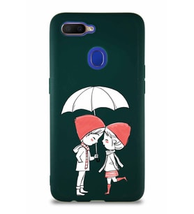Oppo A12 Soft Premier Kapak Aşk Tasarımlı Silikon Kılıf - Yeşil (Şeffaf)