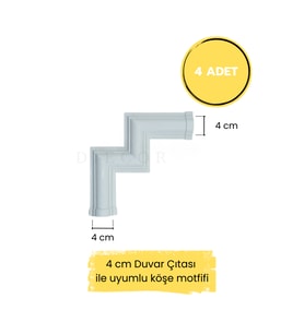 Dekoratif Polimer Boyanabilir 4 cm Duvar Çıtası Uyumlu Köşe Motifi