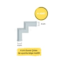 Dekoratif Polimer Boyanabilir 4 cm Duvar Çıtası Uyumlu Köşe Motifi (Beyaz)