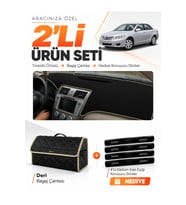 TOYOTA CAMRY (2006-2012) Uyumlu Torpido Örtüsü + Deri Bagaj Çantası + Sticker Seti - Siyah Bej