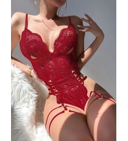 BABYDOLL JARTİYER DETAY SİYAH&KIRMIZI 310