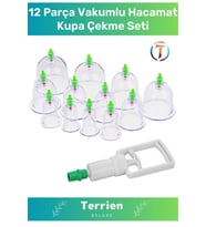 Deluxe Seri 12 Parça Vakumlu Pompa Hediyeli Masaj Etkili Hacamat Kupa Çekme Seti
