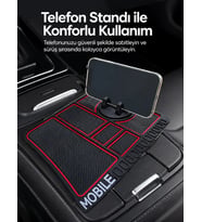 Araç İçi Telefon Standlı Kaydırmaz Silikon Organizer Mat Konsol Düzenleyici