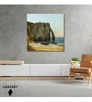 Kare Kanvas Tablo Ünlü Eserler Gustave Courbet-Falaises d’Étretat (1869)