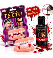 Vampir Takma Diş ve Tiyatro Kanı Seti – 2 Parça