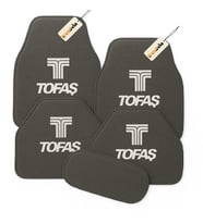 Tofaş Oto Halı Paspas 5 Parça Set – Kaymaz Tabanlı, Kolay Temizlenen, Suya Dayanıklı Araç Paspası (Gri)