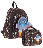 Kaukko Kids 3D Roket Detaylı Okul Çantası (L5264) ve Thermo Beslenme Çantası (L7264) Seti - Erkek Çocuk