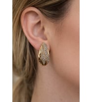 Xuping Rose Gold Yaprak Desenli Taşlı Kadın Çelik Küpe (Mürdüm)