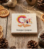 Kişiye Özel Grafiker Bardak Altlığı  Hediyesi (Krem)