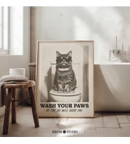 Tuhaf Kedi Banyo Duvarı, Patilerinizi Yıkayın
