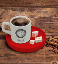 BK Gift Kişiye Özel Kırmızı Sunum Tabaklı İsimli Türk Kahvesi Fincanı Model 2