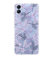 Samsung Galaxy A04e   Kapak Floral Lila Tasarımlı Şeffaf  Kılıf