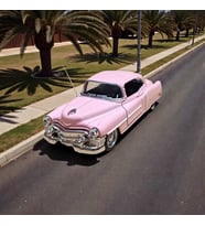 Pembe 1953 Cadillac Serıes 62 Coupe Diecast Çek Bırak Model Araba