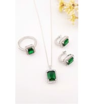 Radiant Kesim Yeşil Taşlı Pırlanta Montür Set (Pembe - Sarı)
