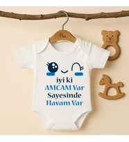 Pia Baby B43 %100 Pamuk İyi ki Amcam Var Sayesinde Havam Var Yazılı Tasarlanabilir Bebek Body (Ekru)