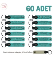 Spor Kulüpleri İçin Özel Üretim, 60' lı Anahtarlık Set, Hediyelik Hatıra, Koyu Turkuaz & Sütlü Kahve