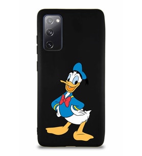 Samsung Galaxy S20 FE Soft Premier Kapak Donald Duck-C Tasarımlı Silikon Kılıf - Siyah (Şeffaf)