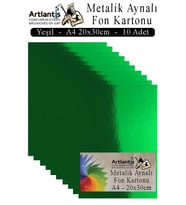Metalik Aynalı Fon Kartonu 10 lu A4 20X30 cm 1 Paket Okul Sınıf Dekoratif Pırıltılı Folyo Kağıt Dekoratif Anasınıfı Kreş (Yeşil)