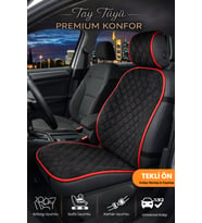 Oto Koltuk Kılıfı Tay Tüyü 4 Katmanlı Minder Tekli Ön Terletmez, Kaymaz, Su Geçirmez, Airbag Uyumlu - Siyah Kırmızı