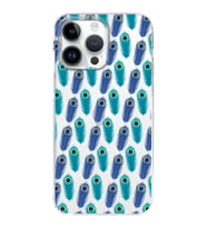 PrintiFy Apple  iPhone 14 Pro ile Uyumlu 1mm Slim Fit Nazar Boncuğu 4 Baskılı Şeffaf  Kılıf