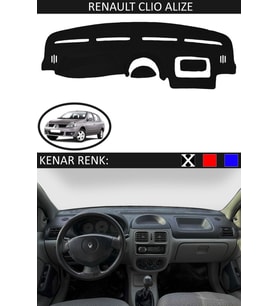 Renault Clio Alize Için Uygun Torpido Koruma Halısı Siyah Kenar Renk Siyah