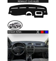 Renault Clio Alize Için Uygun Torpido Koruma Halısı Siyah Kenar Renk Siyah