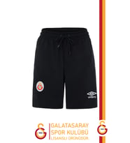 Galatasaray Orijinal Lisanslı Umbro Lastikli Spor Şort (Siyah)