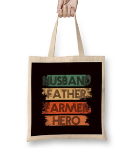 Husband Father Farmer Hero Farming Dad Daddy Stepdad Poppa Bez Çanta Uzun Saplı