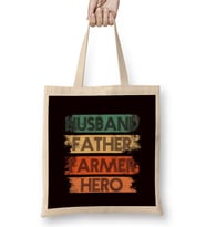 Husband Father Farmer Hero Farming Dad Daddy Stepdad Poppa Bez Çanta Uzun Saplı