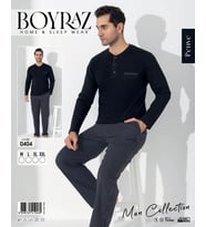 LYYN Boyraz 0404 Erkek Uzun Kol Pijama Takımı (Siyah)