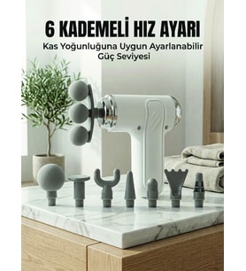 Profesyonel Kas Gevşetici Masaj Tabancası 8 Değiştirilebilir Başlıklı Kablosuz Masaj Cihazı